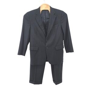 Brooks Brothers Men's Navy Pinstripe Wool Blend Suit 41R Pants 35‎ Cuffed